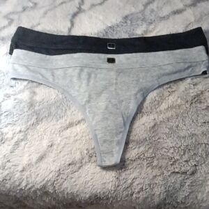 Victoria's Secret Black and Gray Thong 2 Pair Of Panties